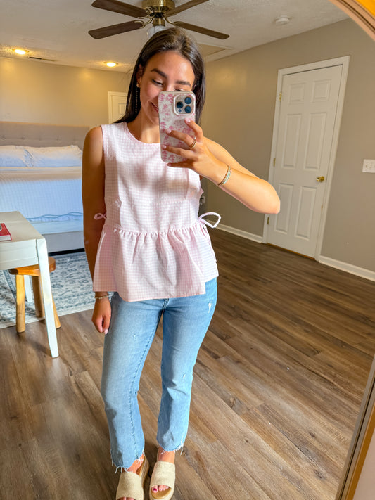 Pink Gingham Top