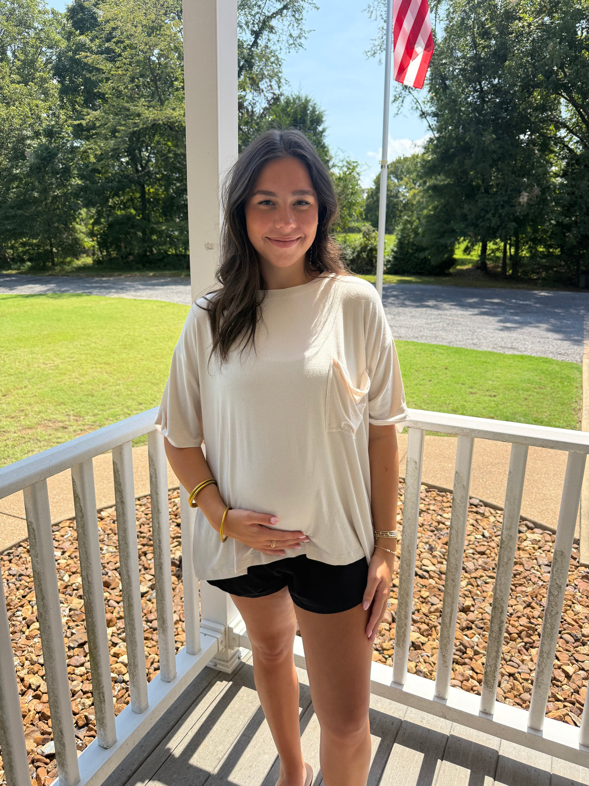 Cream Basic Tee