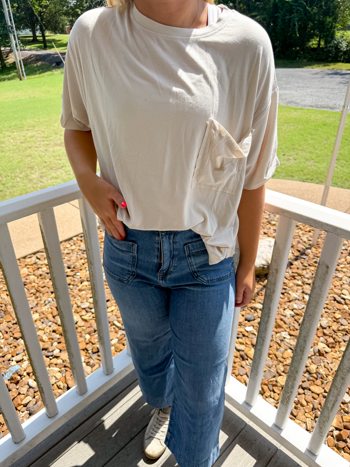 Cream Basic Tee