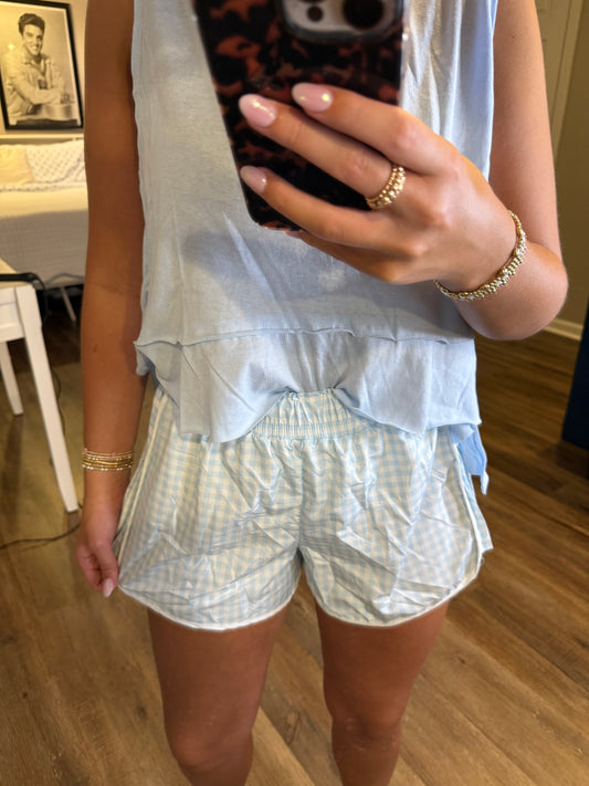 Blue Gingham Shorts